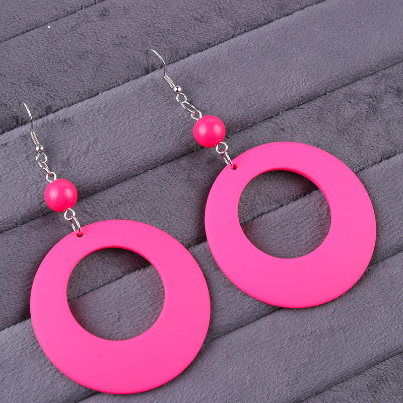 Women's Exaggerated Retro Series Big Circle Acrylic Color Earrings