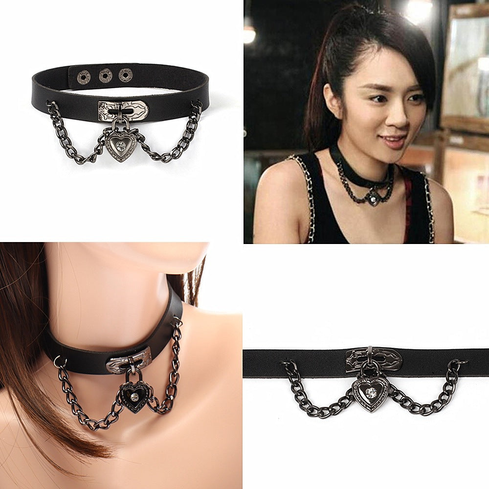 Dark Punk Love Leather Necklet Neckband Style Item Collar