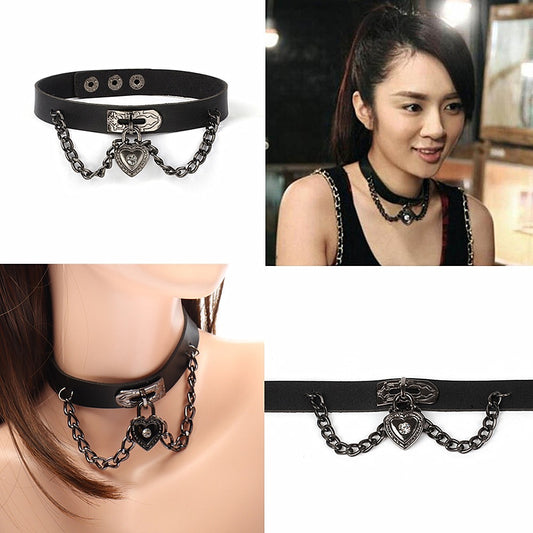 Dark Punk Love Leather Necklet Neckband Style Item Collar