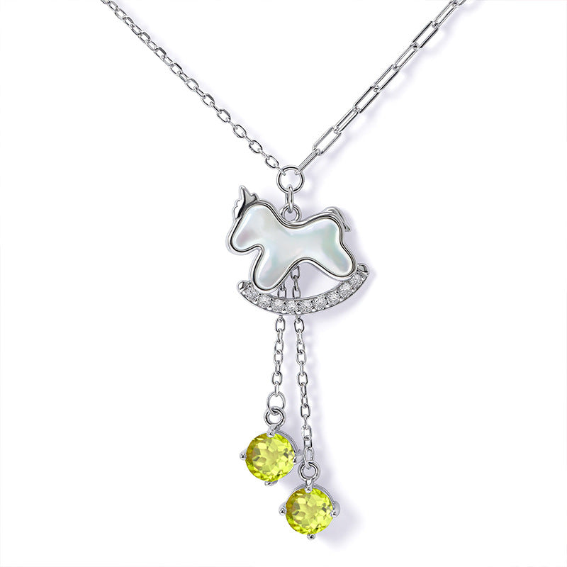 Shell Lucky Horse Female Natural Crystal Necklaces