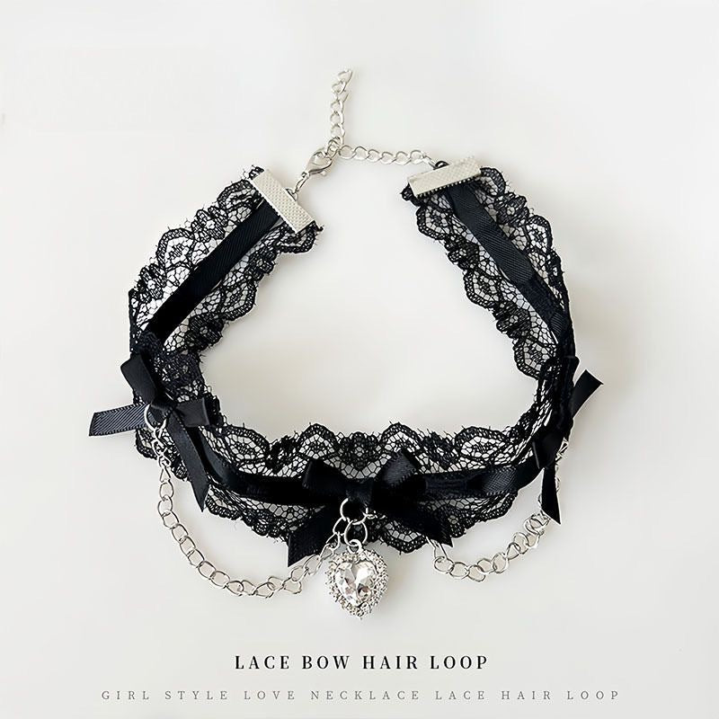 Lace Edge Love Female Black Minority Fashion Personality Collar
