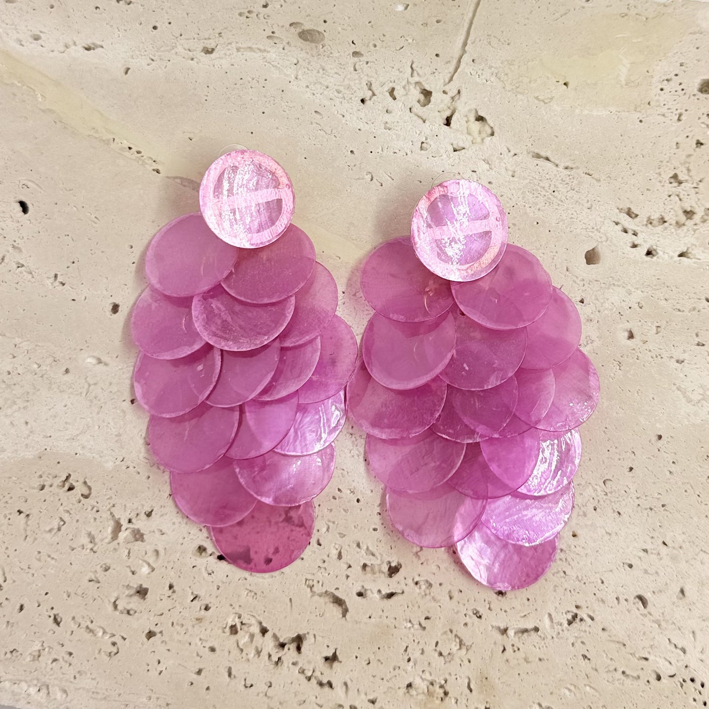 Colorful Shell Wafer Tassel High-grade Female Exaggerated Earrings