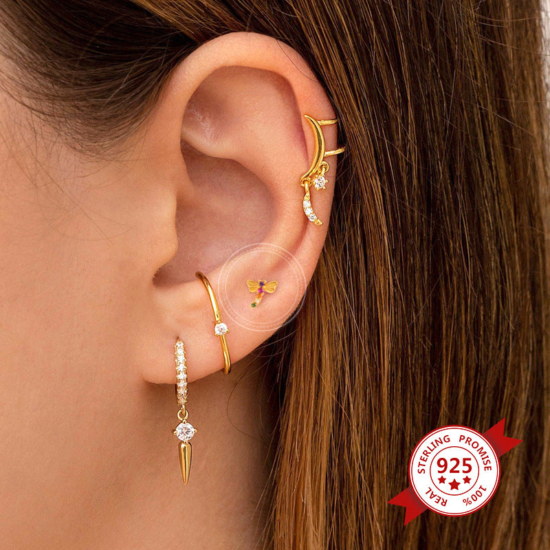 Color Zircon Dragonfly Female Fashion Fashionmonger Ear Stud Earrings