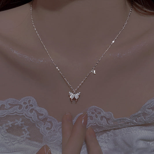 Sterling Sier Butterfly Light Luxury Sense Necklaces