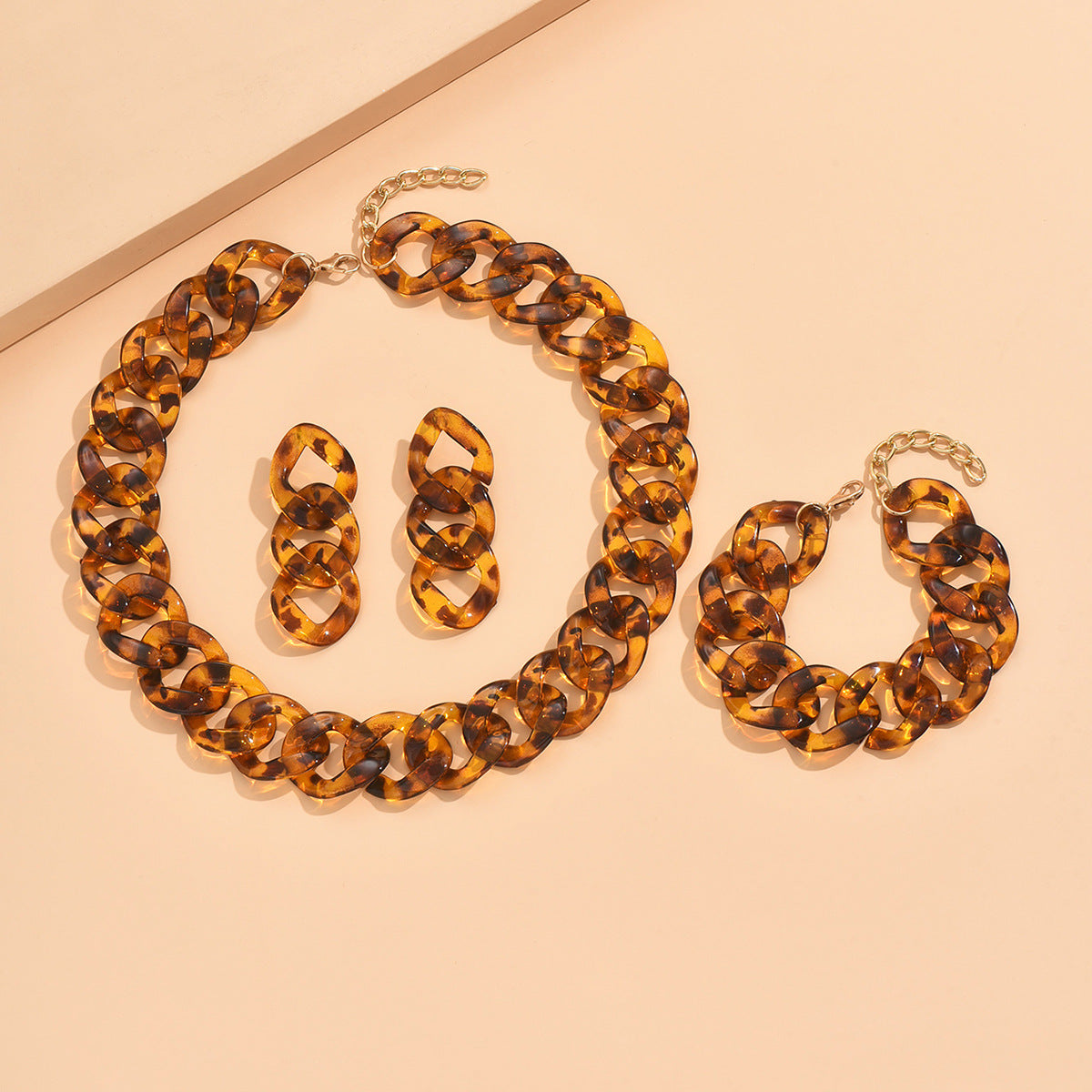 Fashion Stitching Acrylic Chain Leopard Print Personality Bracelets