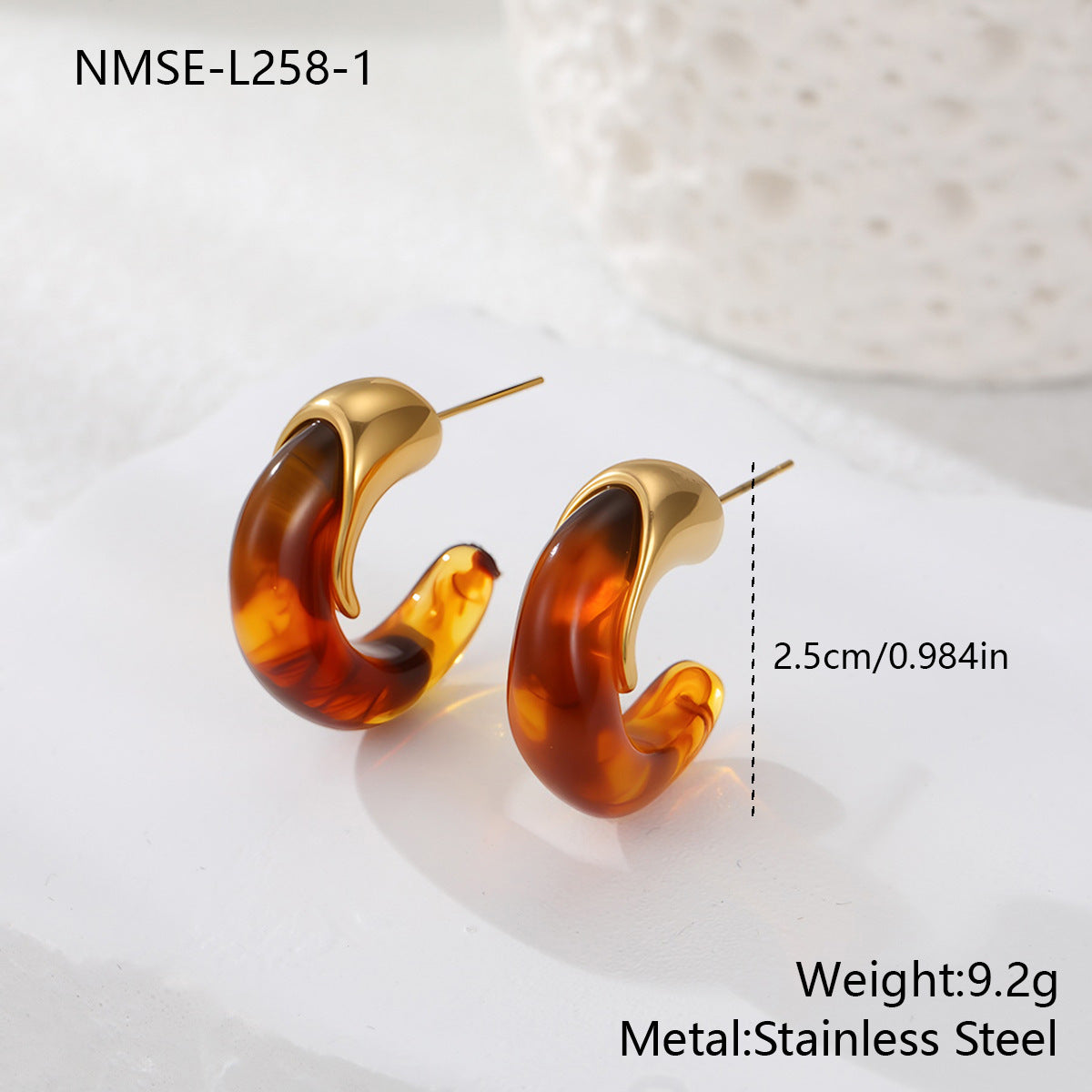 Retro Exquisite Type Resin High-grade Stainless Steel Versatile Earrings