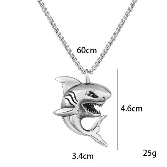 Men's Trendy Unique Little Shark Stainless Steel Necklaces