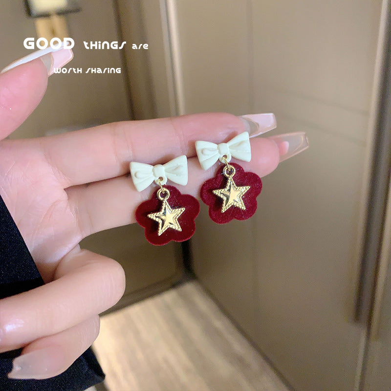 Women's Needle Christmas Style Cute Asymmetric Small Exquisite Earrings