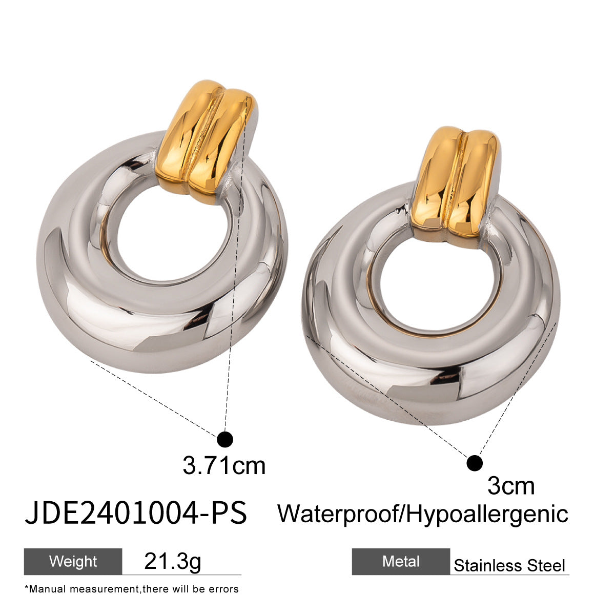 Steel Round Advanced Sense Niche Contrast Color Ear Earrings