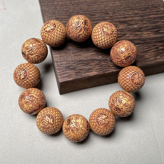 Pterocarpus Purple Sandalwood Red Boxwood Personality Carving Zodiac Bracelet