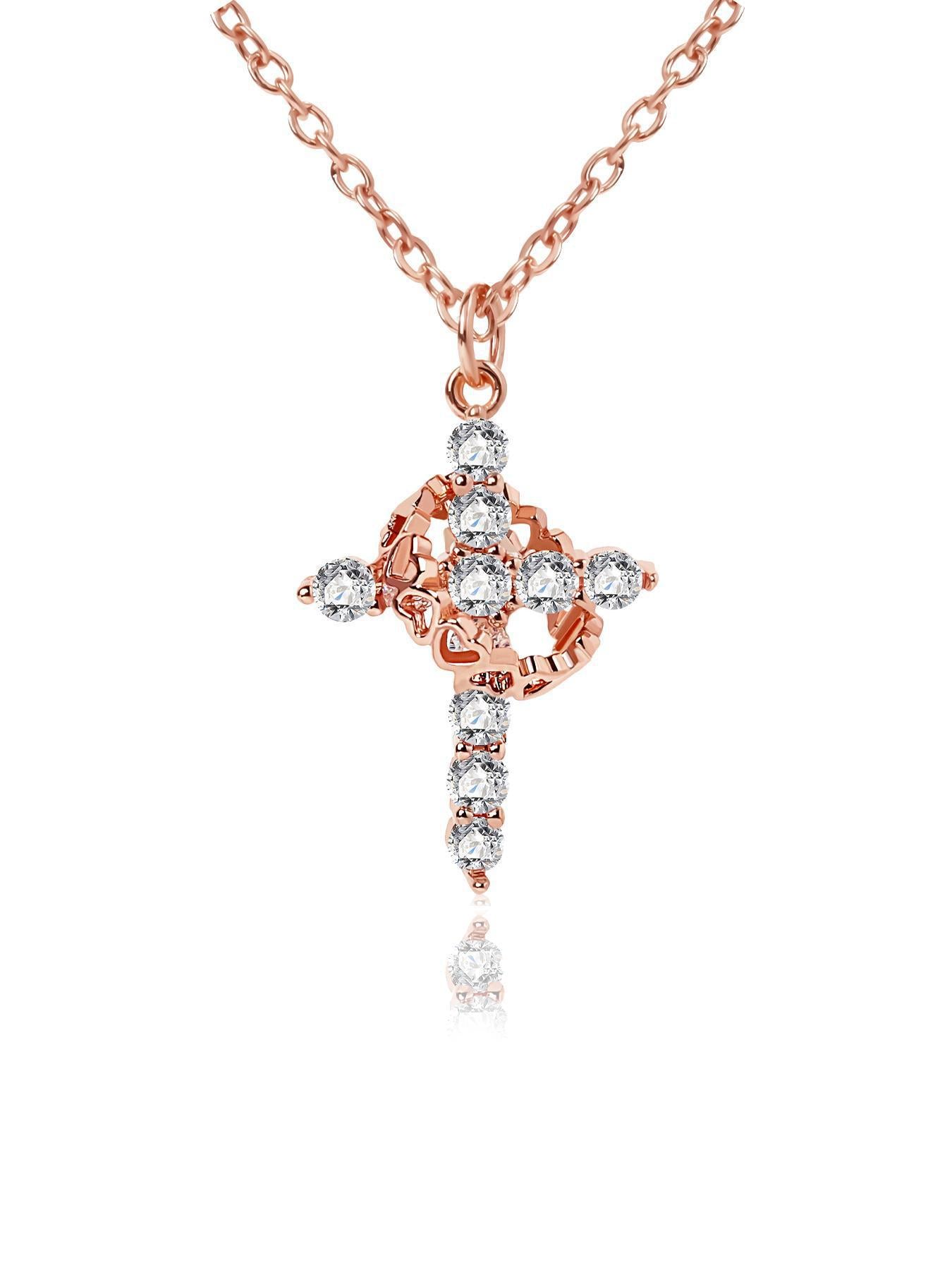 Women's Best-selling Cross Full Diamond Rotatable Love Mother's Day Necklace