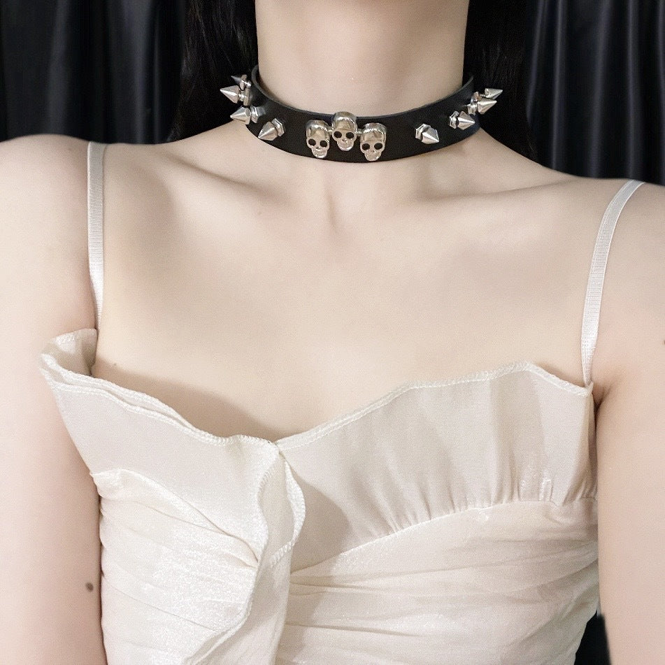 Size Leather Dark Punk Rock Niche Asian Culture Collar