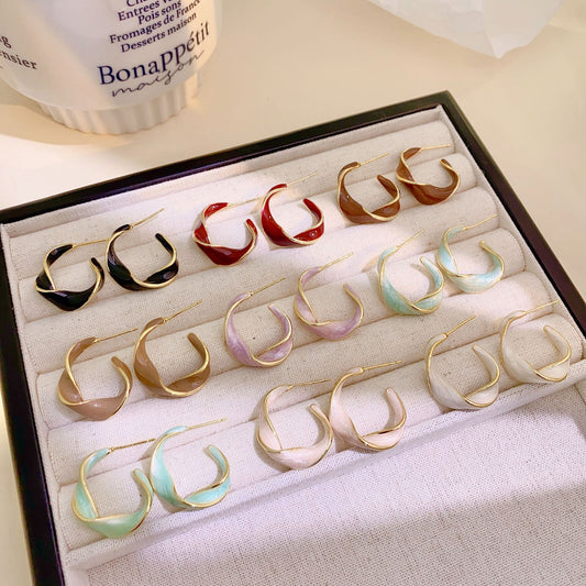 Women's Enamel Drop Oil Twist For Trendy Light Luxury Minority Fashion Earrings