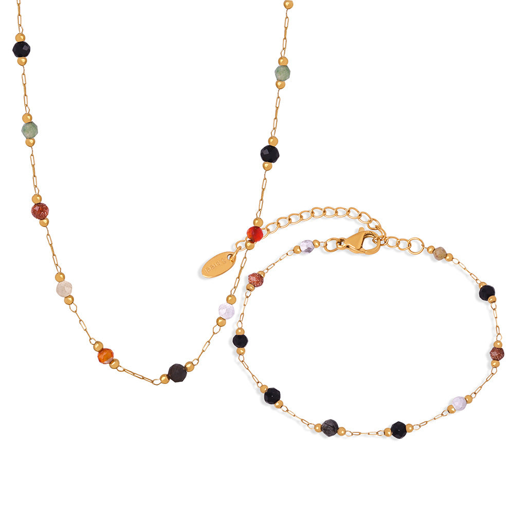 Minimalist Style Fashion Personality Geometric Mix Match Natural Stone Beaded Jewelry Set