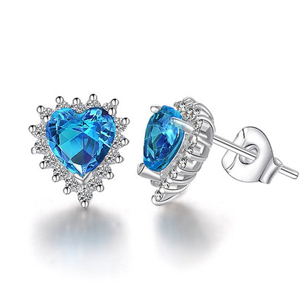 Moissanite Ear Female With Hearts Sterling Earrings
