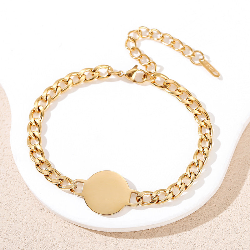 Blank No Words Material Stainless Steel Cuban Link Chain Laser Bracelet