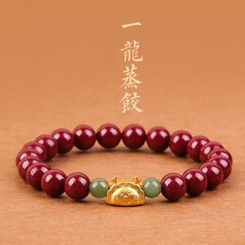 Women's & Men's Cinnabar Purple Gold Sand Single Circle Simple Buddha Beads Light Bracelet