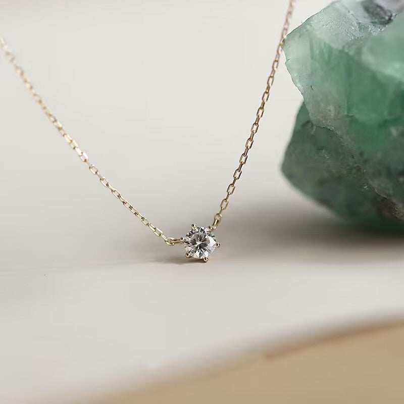 Women's Sterling Sier Gold-plated Minority Single Diamond Clavicle Chain Light Luxury Pendants