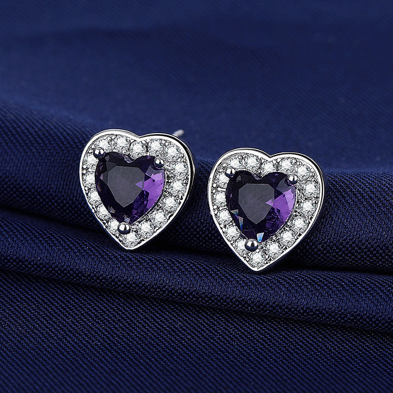 Moissanite Ear Female With Hearts Sterling Earrings