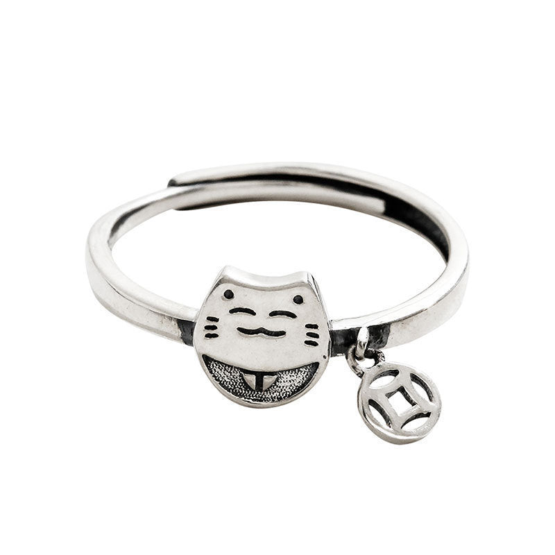 Sier Heart-to-heart Success Money Retro Good Luck Rings