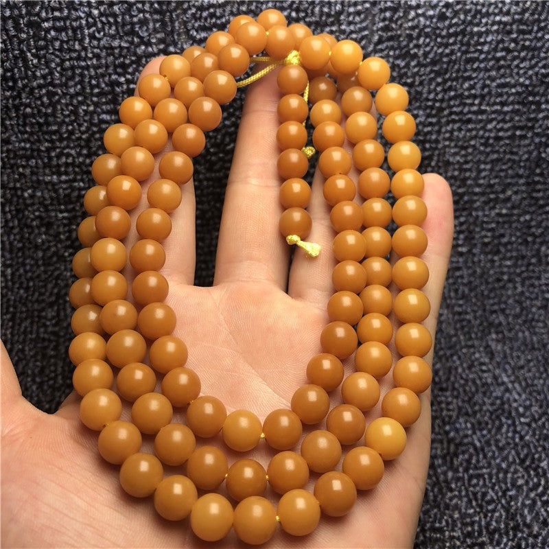 Bodhi Weathered Root Round Beads Rosary Size Bracelet