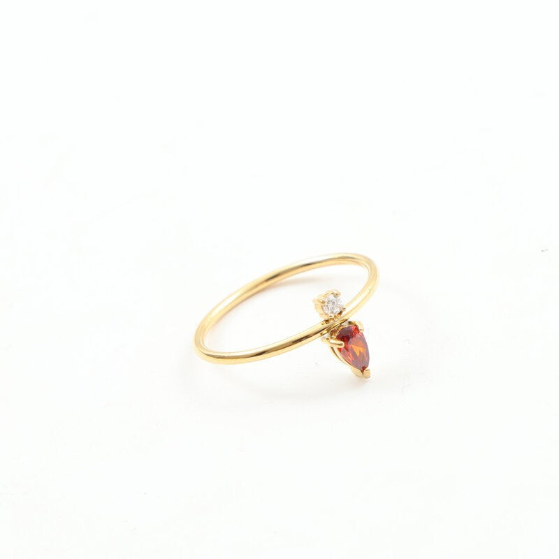 Jacinth White Zircon Thin Titanium Steel Gold Rings