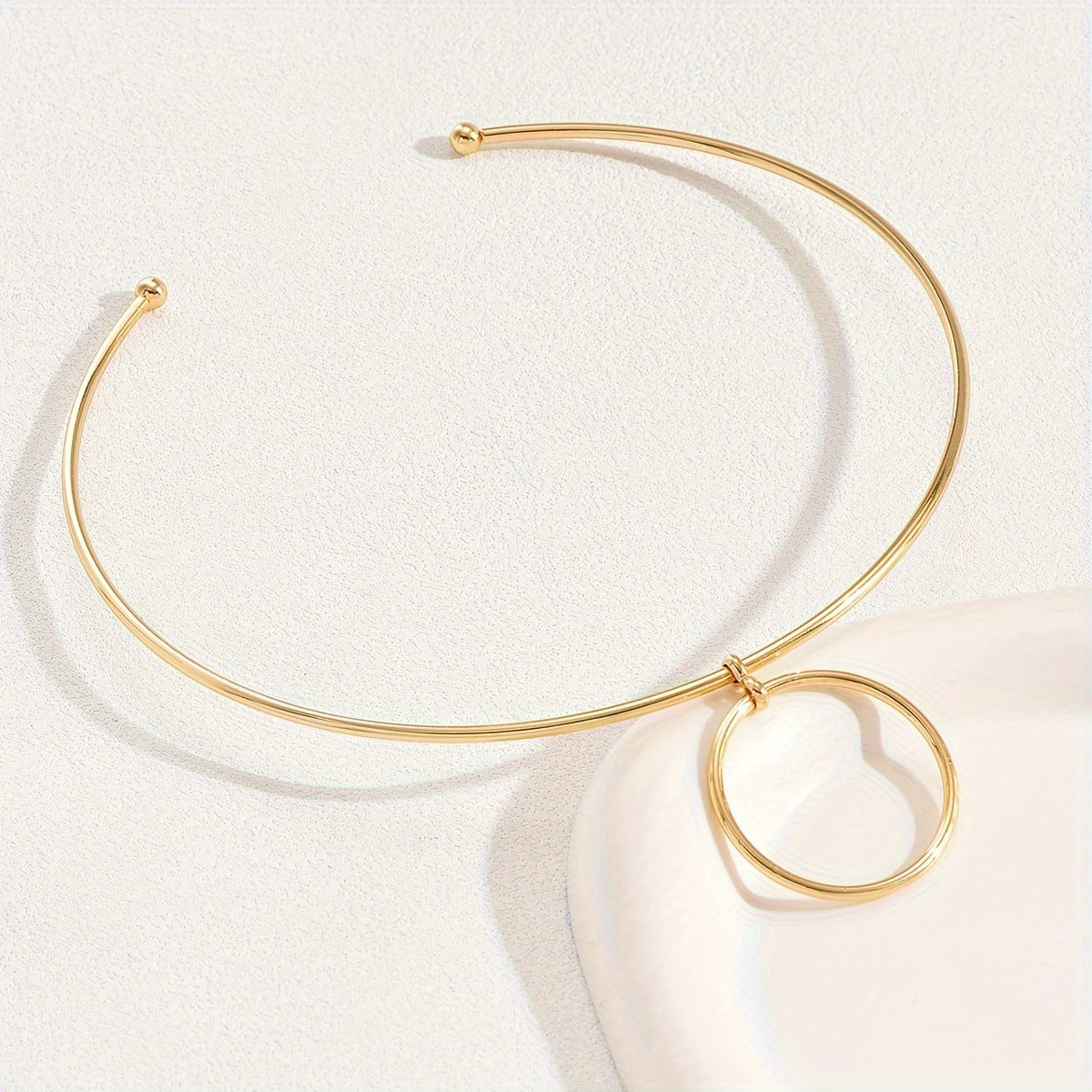 Metal Circle Gold Sier Elegant Personality Couple Collar