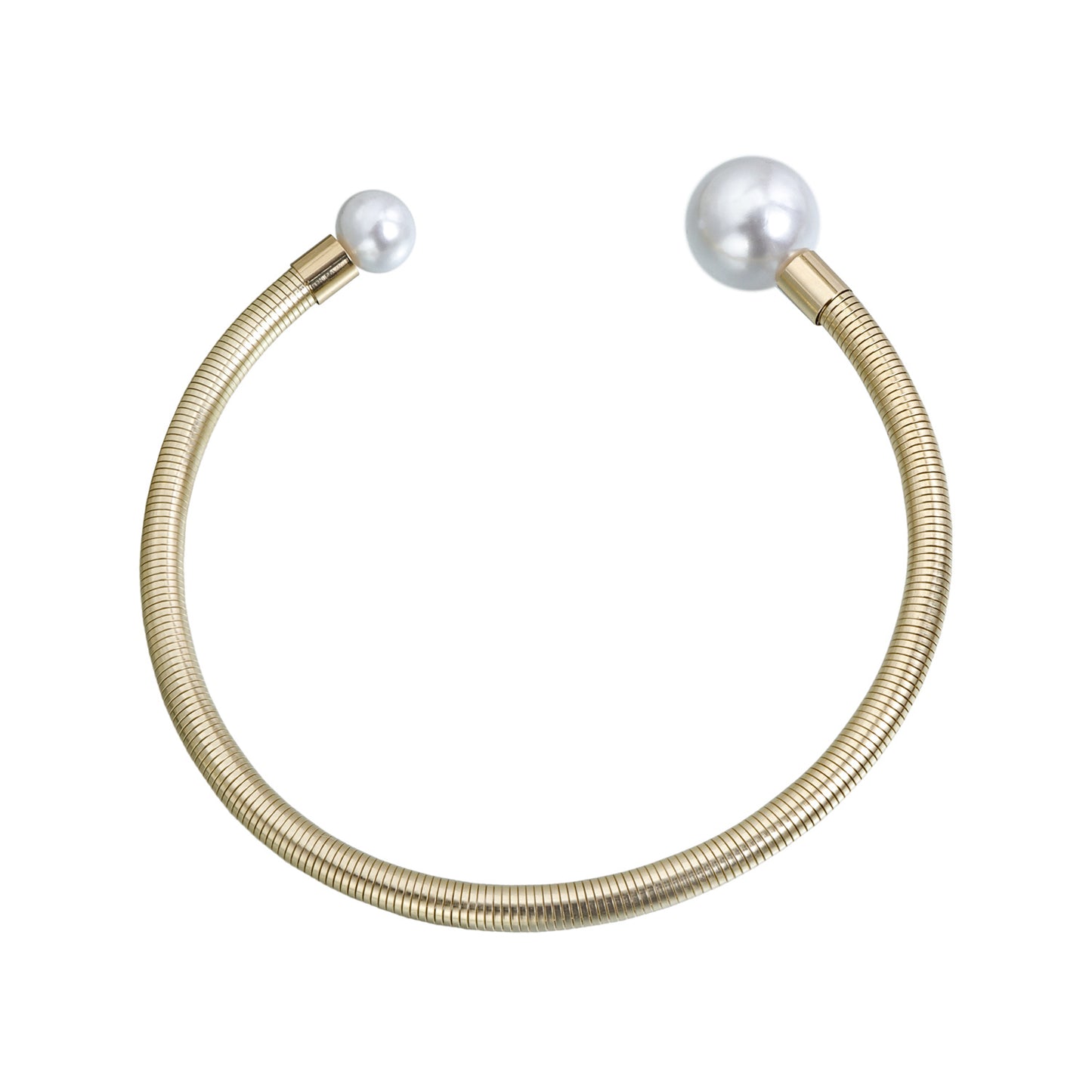 Snake Bones Chain Pearl Exaggerated Double Bead Design High Collar