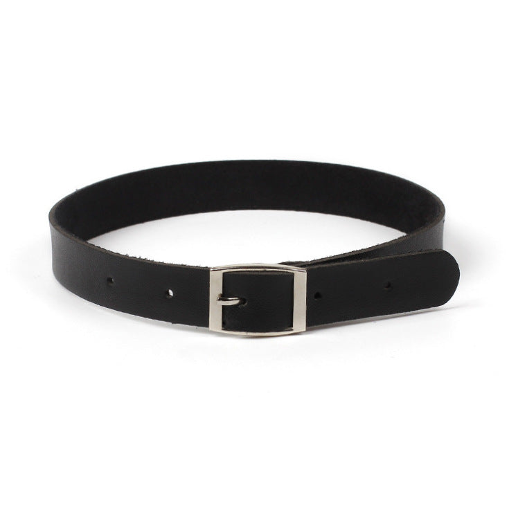 Women's Retro Punk Rock Leather Hand Strap Neck Band Clavicle Collar