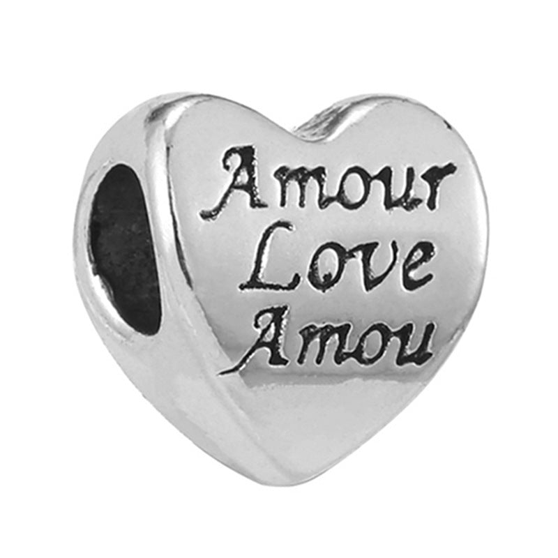 Alloy Large Hole Beads Hollowed Heart Shape Jewelry Accessories