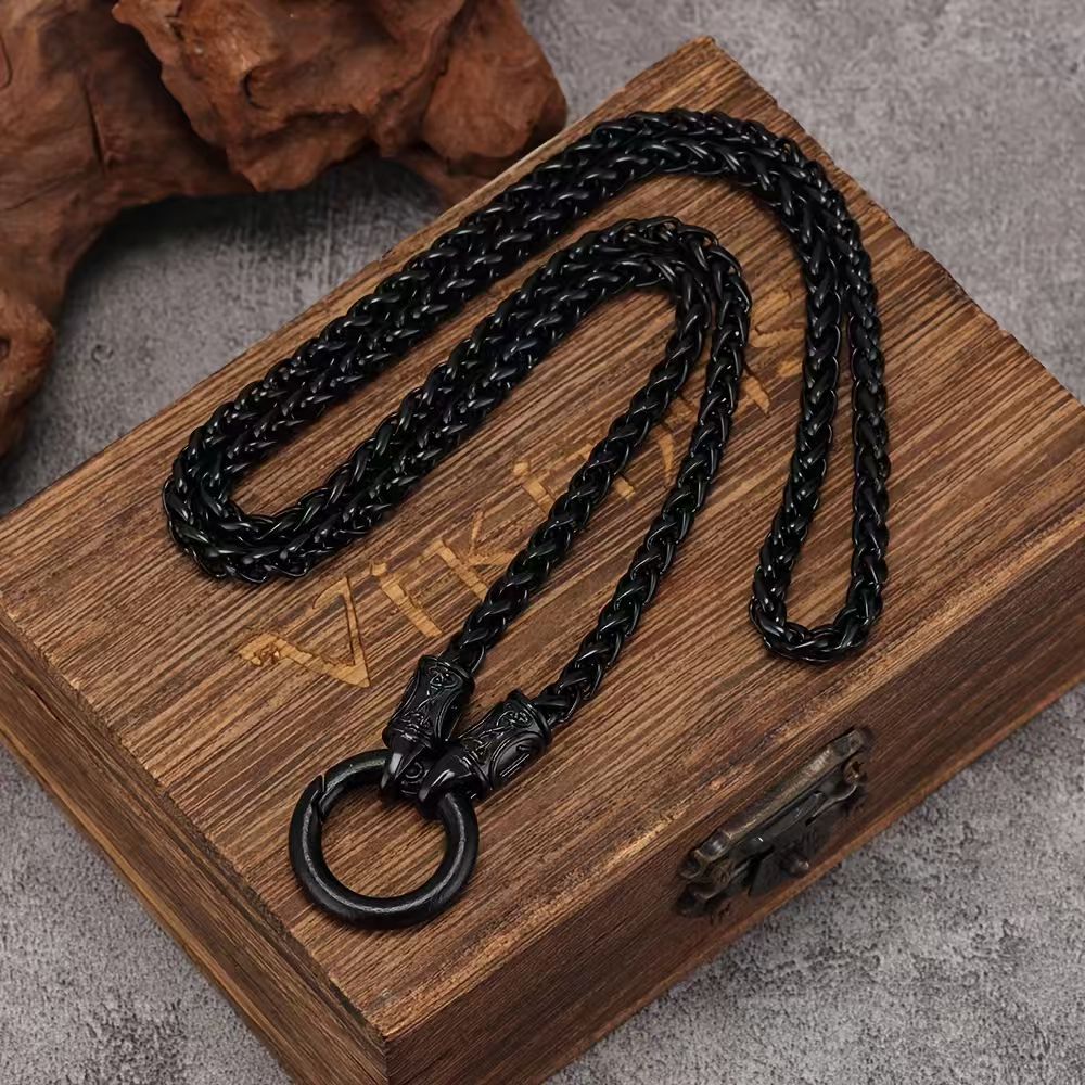 Women's & Men's Buckle Six Words Mantra Keel Chain Long Tang Grass Necklace