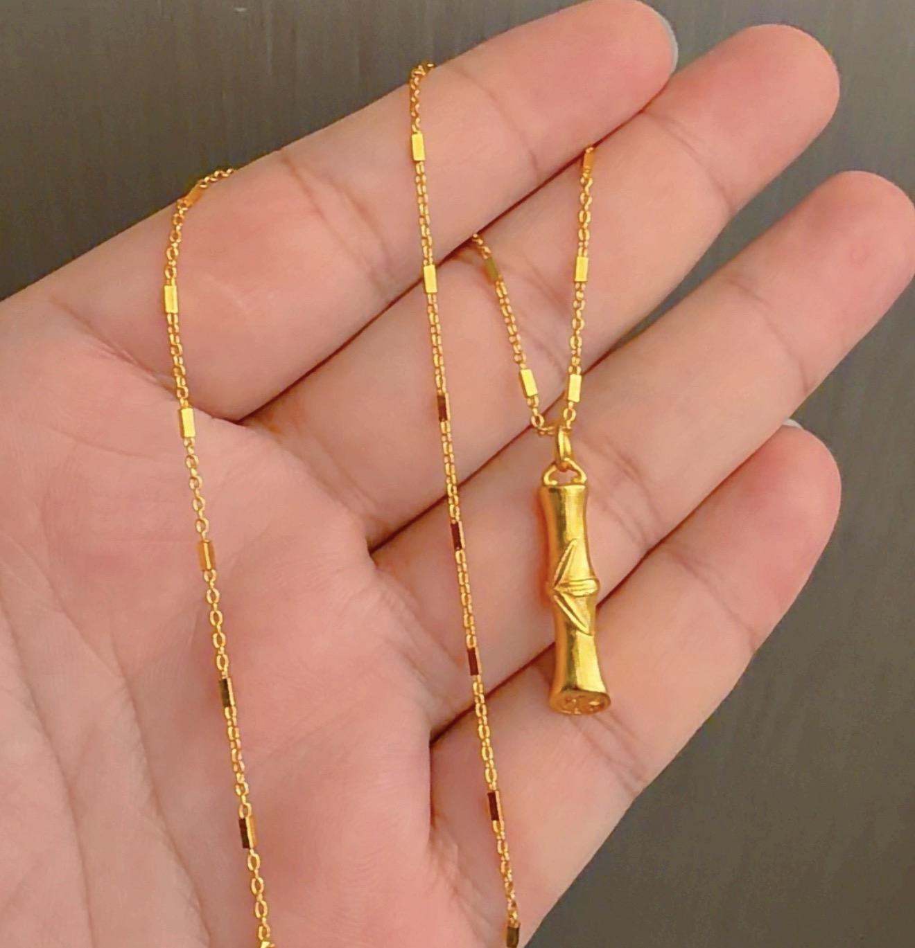 Women's Bamboo Joint Ancient Brushed Clavicle Chain Pendants