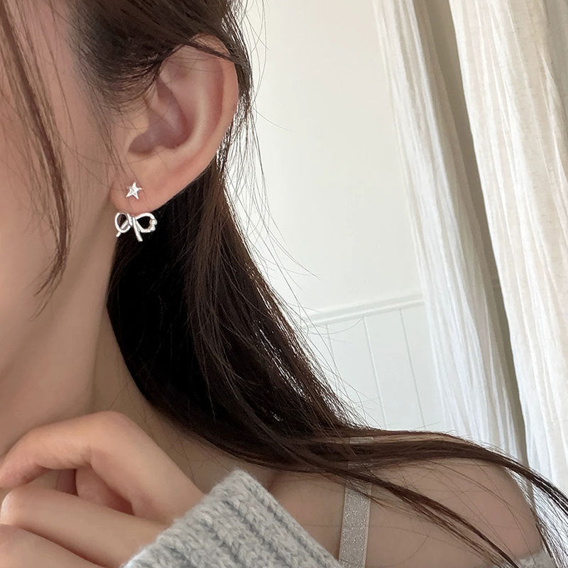 Women's Front Rear Wear Bow Small Refined Personalized Sweet Trendy Earrings