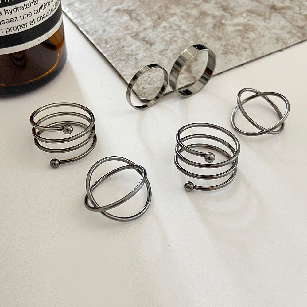 Knuckle Creative Simple Twin Spiral Set Rings