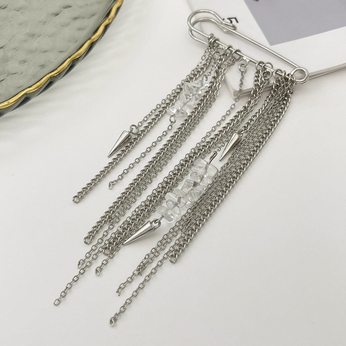 Pin Brooch Design Gravel Rivet Shortened Brooches