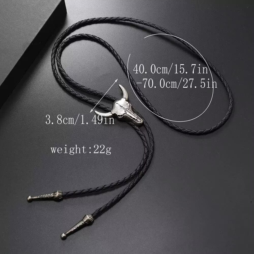Polo Bow Tie Unisex Woven Leather String Western Style Alloy Necklaces