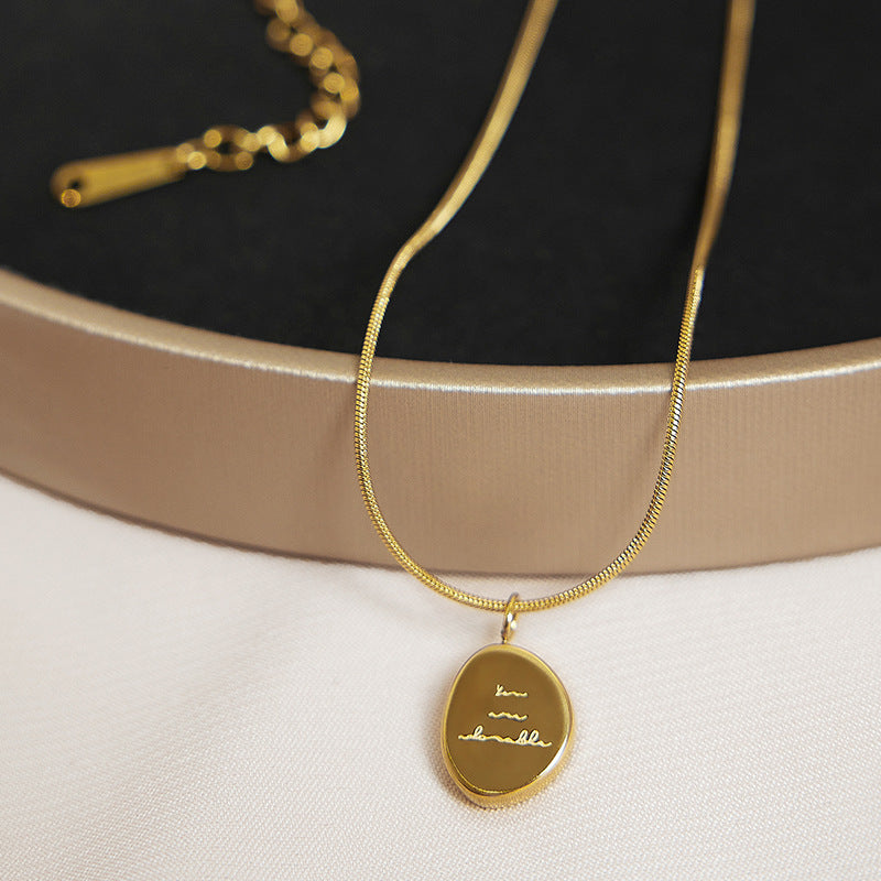 Letter Irregular Round Sweater Chain Simple Dignified Clavicle Female Niche Pendants