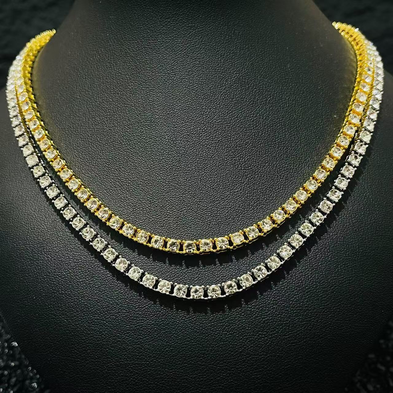Women's & Men's Hop Tennis Chain Single Row Diamond Necklaces