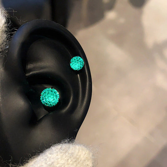 Women's Paraiba Green Fireworks Cut Beautiful Ear Bone Rings