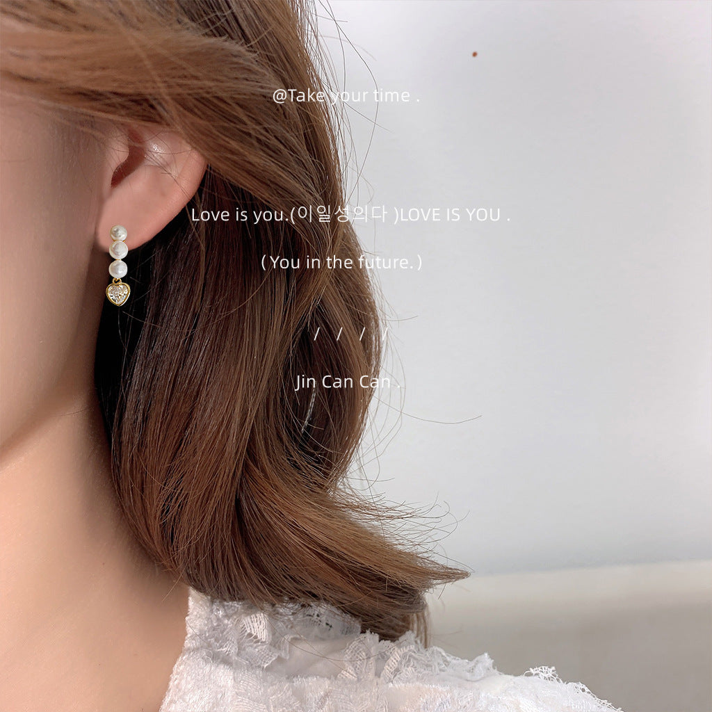 Inlaid Zircon High-grade Affordable Luxury Fashion Sier-plated Pin Stud Earrings