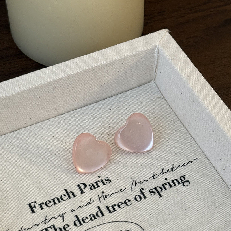 Women's Colored Loving Heart Fairy For Sweet High-grade Jelly Imitation Cat Stud Earrings