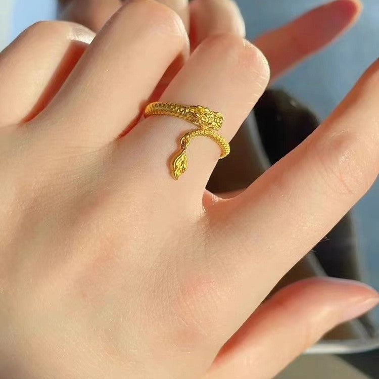 Chinese Style Dragon Ancient Law Heritage Zodiac Opening Adjustable Rings