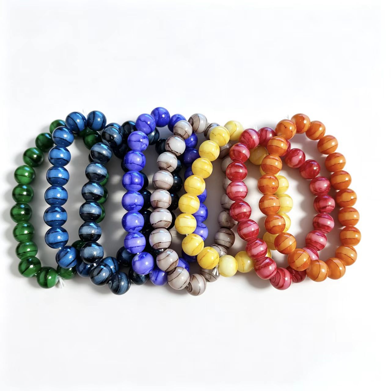 Women's & Men's Rainbow Color Glazed Single Circle Glass Simple Live Streaming Drainage Bracelet