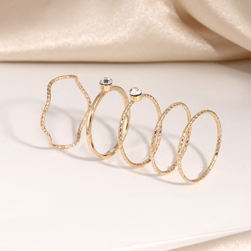 Simple Round Geometric Gold Sier Color Rings