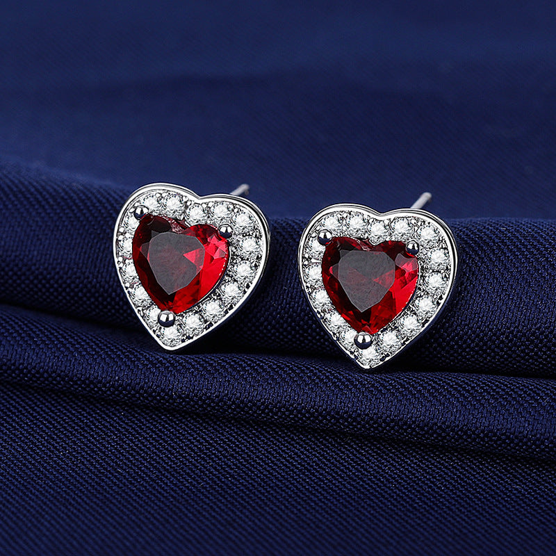 Moissanite Ear Female With Hearts Sterling Earrings