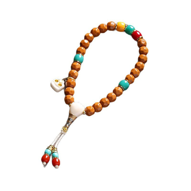 Women's & Men's Hand-held Crafts Carved Old Barrel Light Bead Hand Bracelet