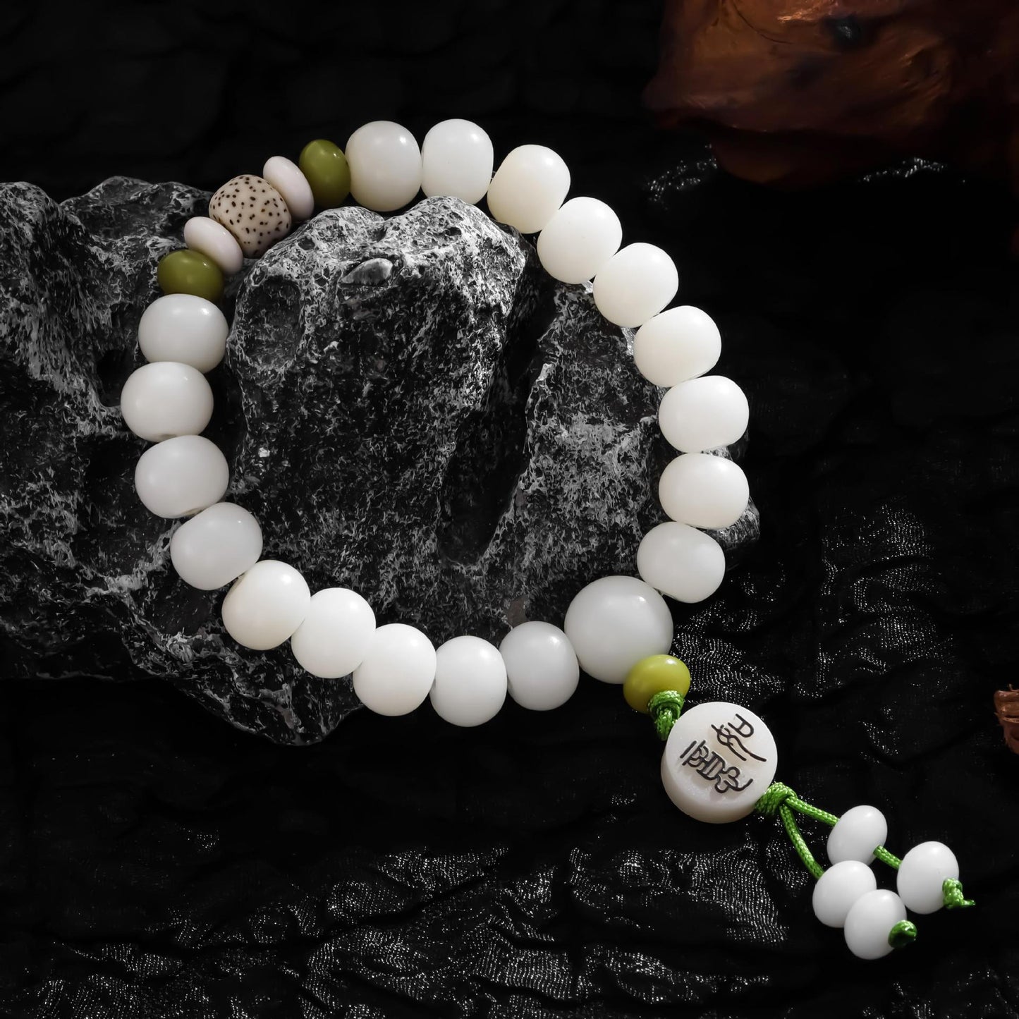Bodhi White Jade Lotus Buddha Beads Rosary Seed Scenic Spot Bracelet