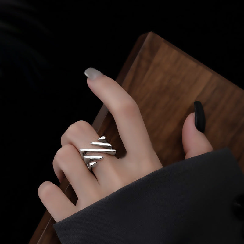 Twill Fashion Personality Hollow Out Line Square Ring