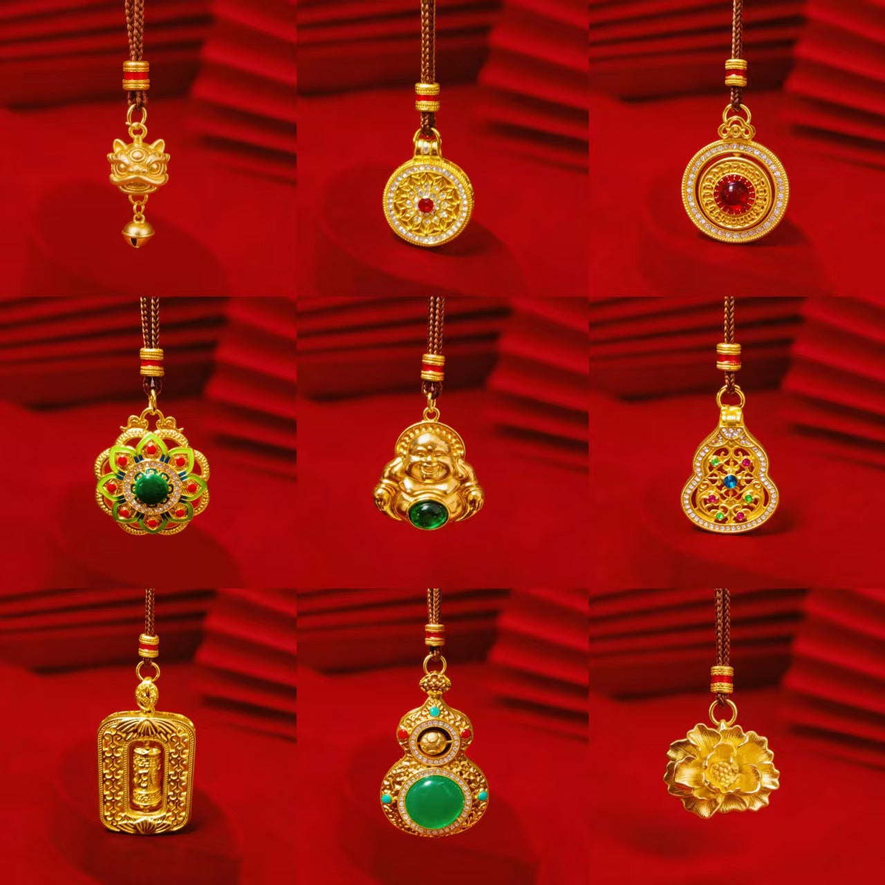 Women's & Men's Gourd Yellow God Of Wealth Buddha Mixed Alloy Retro National Necklace