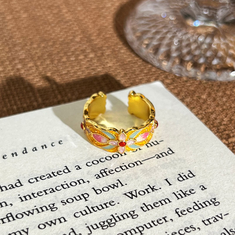 Women's Luxury Gold Retro Fashion Elegance Niche Design Open Exquisite Ring